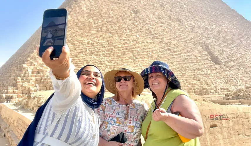 Selfie with beautiful travelers